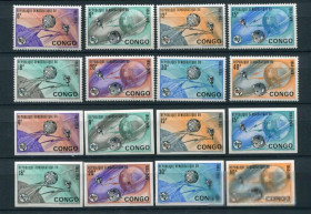 Освоєння космосу Освоение космоса ^/--/^ Конго Congo Space 1965 Mi 227-234 PerfImp  100 U.I.T MNH Cv 85.50 ^_^^^ Конго Congo Space 1965 Mi 227-234 PerfImp 100 U.I.T MNH Cv 85.50 - фото фото фото