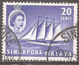 Сінгапур Сингапур ^/--/^ Бр.Сингапур 1955  Sc.36 used ^_^^^ Бр.Сінгапур 1955 Sc.36 used - фото фото фото