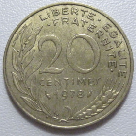 Франція Франция ^/--/^ Франція 20 сантимів 1978 року 43591 ^_^^^ Франция 20 сантимов 1978 года 43591 - фото фото фото