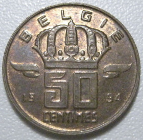 Бельгія Бельгия ^/--/^ Бельгія 50 сантимів 1994 року Belgie 42510 ^_^^^ Бельгия 50 сантимов 1994 года Belgie 42510 - фото фото фото