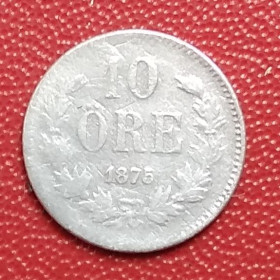 Швеція Швеция ^/--/^ Швеция 10 эре, 1875 г, серебро ^_^^^ Швеція 10 ер, 1875 р, срібло - фото фото фото