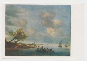 Листівки Открытки ^/--/^ Переправа на пароме 1961 Соломон Ван Рейсдаль (1600-1670) ^_^^^ Переправа на поромі 1961 Соломон Ван Рейсдаль (1600-1670) - фото фото фото