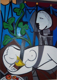 Картини, Гравюри, Живопис та Графіка Картины, Гравюры, Живопись и Графика ^/--/^ Картина Пикассо ‘‘Обнажённая, зелёные листья. Копия. холст масло. ^_^^^ Картина Пікассо ‘‘ оголена, зелене листя. Копія. полотно масло. - фото фото фото