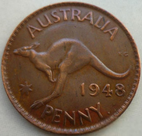 Австралія і Океанія Австралия и Океания ^/--/^ Австралия 1 пенни 1948 (p) Перт точка после PENNY VF 3 XF 35 ^_^^^ Австралія 1 пенні 1948 (p) Перт точка після PENNY VF 3 XF 35 - фото фото фото