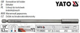 Дрилі, міксери Дрели, миксеры ^/--/^ Адаптер тримач біт YATO магніт HEX 1/4&amp;quot; 250 мм YT-04683 ^_^^^ Адаптер держатель бит YATO магнит HEX 1/4&amp;quot; 250 мм YT-04683 - фото фото фото