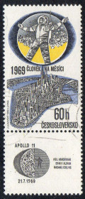 Чехословаччина Чехословакия ^/--/^ Чехословаччина 1969 - Перша пілотована посадка на Місяць з Аполлоном-11  (Г) ^_^^^ Чехословакия 1969 - Первая пилотируемая посадка на Луну с Аполлоном-11 (Г) - фото фото фото