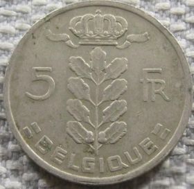 Бельгія Бельгия ^/--/^ Бельгия 5 франков 1977 года. BELGIQUE #12892 ^_^^^ Бельгія 5 франків 1977 року. BELGIQUE #12892 - фото фото фото