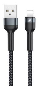 Кабелі Кабели ^/--/^ Дата кабель Remax RC-124 /--/ i Jany Series Aluminum Alloy Braided 2.4 /--/ A Lightning Black - фото фото фото