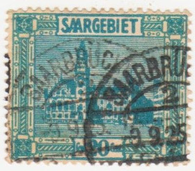 Веймарська республіка Веймарская республика ^/--/^ Германия      ( Саар)   1922  г. № 87 гашеная ^_^^^ Німеччина ( Саар) 1922 р. No 87 гашена - фото фото фото
