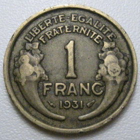 Франція Франция ^/--/^ Франція 1 франк 1931 року 42093 ^_^^^ Франция 1 франк 1931 года 42093 - фото фото фото