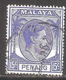 Малайзія Малайзия ^/--/^ Бр.Малайя       (Пенанг) 1949 Sc.13 гаш. ^_^^^ Бр.Малайя (Пенанг) 1949 Sc.13 гаш. - фото фото фото