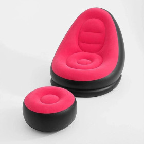 Надувна меблі Надувная мебель ^/--/^ Надувний диван з пуфом Air Sofa / Надувне велюрове крісло з пуфом+насос Рожевий ^_^^^ Надувной диван с пуфом Air Sofa / Надувное велюровое кресло с пуфом+насос Розовый - фото фото фото