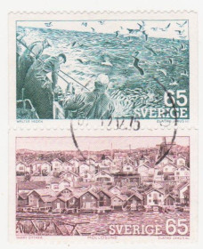 Скандинавія Скандинавия ^/--/^ Швеция 1974 г. № 859-860 гашеная сцепка ^_^^^ Швеція 1974 р. No 859-860 гашена зчіпка - фото фото фото