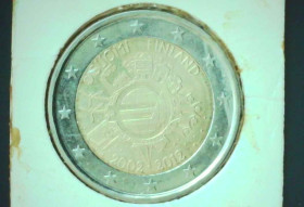 Фінляндія Финляндия ^/--/^ Фінляндія, 2 євро 2012 року, 10 років готівковому євро   (з ролла, UNC) [1.8] ^_^^^ Финляндия, 2 евро 2012 года, 10 лет наличному евро (с ролла, UNC) [1.8] - фото фото фото