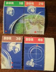 НДР, ФРН ГДР, ФРГ ^/--/^ ГДР 5 лет российским космическим путешествиям 1962 ^_^^^ НДР 5 років російським космічним подорожам 1962 - фото фото фото
