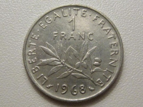 Франція Франция ^/--/^ Франция 1 франк 1968 года 38012 ^_^^^ Франція 1 франк 1968 року 38012 - фото фото фото