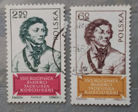 Польща Польша ^/--/^ Польша 1967 г - 150-летие со дня смерти Тадеуша Костюшко, гаш ^_^^^ Польща 1967 р - 150-річчя з дня смерті Тадеуша Костюшко, гаш - фото фото фото