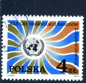 Польща Польша ^/--/^ Польша. Годовщина ООН  (серия) 1975 г. ^_^^^ Польща. Річниця ООН (серія) 1975 - фото фото фото