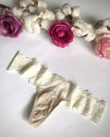 Труси Трусы ^/--/^ Тусики Victoria Secret. Ориг. Бежеві. Котон/Мереживо. XS/S розмір ^_^^^ Тусики Victoria Secret. Ориг. Бежевые. Котон/Мереживо. XS/S размер - фото фото фото