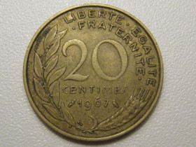 Франція Франция ^/--/^ Франция 20 сантимов 1967 года 38110 ^_^^^ Франція 20 сантимів 1967 року 38110 - фото фото фото