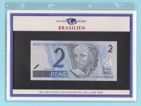Бразилія Бразилия ^/--/^ БРАЗИЛИЯ банкнота 2 Reais UNC из серии «Das Geld Der Welt» БРАЗИЛІЯ + сертификат + альбомный лист ^_^^^ Бразилия банкнота 2 Reais UNC из серии «Das Geld Der Welt» Бразилия + сертификат + альбомное письмо - фото фото фото