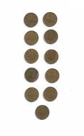 - - ^/--/^ Погодовка 1 копейка СССР 1970 - 1980 - 11 шт. №2 ^_^^^ Погодовка 1 копійка СРСР 1970 - 1980 - 11 шт. No 2 - фото фото фото