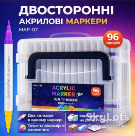Ручки, олівці, фломастери, маркери Ручки, карандаши, фломастеры, маркеры ^/--/^ Двухсторонние акриловые маркеры 96 цветов с пулевидным наконечником в кейсе 48 штук MAP-07 ^_^^^ Двосторонні акрилові маркери 96 кольорів з кулеподібним наконечником в кейсі 48 штук MAP-07 - фото фото фото