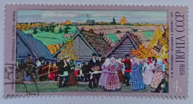 СРСР - СССР - ^/--/^ СССР 1978 Кустодиев, праздник в деревне, гашеная ^_^^^ СРСР 1978 Кустодієв, свято в селі, гашена - фото фото фото