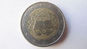 Греція Греция ^/--/^ 2 евро 2007 год. Греция Римский договор ^_^^^ 2 євро 2007 рік. Греція Римський договір - фото фото фото