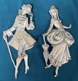 Статуетки, Скульптури, Фігурки, Фарфор Статуэтки, Скульптуры, Фигурки, Фарфор ^/--/^ Вінтажна срібна декоративна пара у стилі рококо-кавалер та дама XVIII ст інтерєрний декор ^_^^^ Винтажная серебряная декоративная пара в стиле рококо-кавалер и дама XVIII в. интерьерный декор - фото фото фото