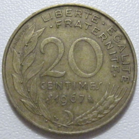 Франція Франция ^/--/^ Франція 20 сантимів 1967 року 43583 ^_^^^ Франция 20 сантимов 1967 года 43583 - фото фото фото
