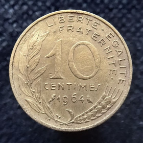 Франція Франция ^/--/^ Франція 10 сантимів, 1964 ^_^^^ Франция 10 сантимов, 1964 - фото фото фото