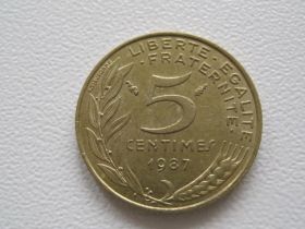 Франція Франция ^/--/^ Франция 5 сантимов 1987 года #16069 ^_^^^ Франція 5 сантимів 1987 року #16069 - фото фото фото