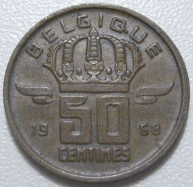 Бельгія Бельгия ^/--/^ Бельгія 50 сантимів 1968 року Belgique 42447 ^_^^^ Бельгия 50 сантимов 1968 года Belgique 42447 - фото фото фото