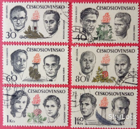 Чехословаччина Чехословакия ^/--/^ Чехословакия 1973 война герои антифашисты Mi 2126-2131 ^_^^^ Чехословаччина 1973 війна герої антифашисти Mi 2126-2131 - фото фото фото