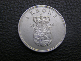 Данія Дания ^/--/^ 1 крона Дания 1966 г ^_^^^ 1 крона Данія 1966 - фото фото фото