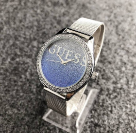 Наручні годинники Наручные часы ^/--/^ Наручний жіночий годинник Guess Срібло з синім ^_^^^ Наручные женские часы Guess Серебро с синим - фото фото фото