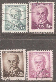Чехословаччина Чехословакия ^/--/^ Чехословакия 1945-46 4 гашеные марки ^_^^^ Чехословаччина 1945-46 4 гашені марки - фото фото фото