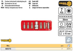 Викрутки Отвертки ^/--/^ Набор насадки биты TORX специальные 1/2 7 штук VOREL-66570 ^_^^^ Польща біти TORX спеціальні 1/2&amp;quot; 7 штук VOREL-66570 - фото фото фото