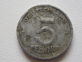 НДР, ФРН ГДР, ФРГ ^/--/^ Германия - ГДР 5 пфеннигов 1948 года 28147 ^_^^^ Німеччина - НДР 5 пфенігів 1948 року 28147 - фото фото фото
