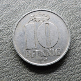 НДР, ФРН ГДР, ФРГ ^/--/^ Германия Німеччина 10 пфенингов 1965 год ^_^^^ Германия 10 пфенингов 1965 год - фото фото фото