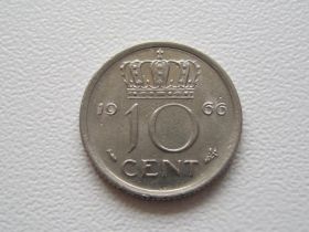 Нідерланди Нидерланды ^/--/^ Нидерланды 10 центов 1966 года 23249 ^_^^^ Нідерланди 10 центів 1966 року 23249 - фото фото фото