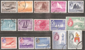Сінгапур Сингапур ^/--/^ Бр.Сингапур 1955 Sc.28-42 гаш. ПОЛНАЯ серия ^_^^^ Бр.Сінгапур 1955 Sc.28-42 гаш. Повна серія - фото фото фото