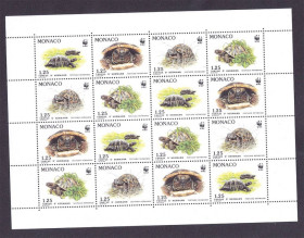 Фауна Фауна ^/--/^ NM Фауна Монако 1991 г  MNH - м/лист - черепахи ^_^^^ NM Фауна Монако 1991 р MNH - м/лист - черепахи - фото фото фото