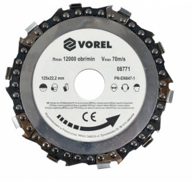 Фрези Фрезы ^/--/^ Диск цепной по дереву для шлифмашины -125 /--/ мм VOREL-08771 ^_^^^ Диск ланцюгового по дереву для шліфмашини -125 /--/ мм VOREL-08771 - фото фото фото