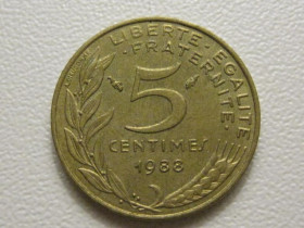 Франція Франция ^/--/^ Франция 5 сантимов 1988 года 38280 ^_^^^ Франція 5 сантимів 1988 року 38280 - фото фото фото