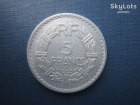 Франція Франция ^/--/^ Монета 5 франков Франция 1945 ^_^^^ Монета 5 франків Франція 1945 - фото фото фото