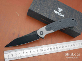 Ножі, мультітули Ножи, мультитулы ^/--/^ TRIVISA UMa-04, CPM S /--/ 35 /--/ VN, Micarta + TC /--/ 4 Bolster, Ceramic Ball Bearing, EDC, Outdoor, Liner Lock - фото фото фото