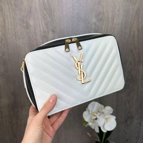 Сумки Сумки ^/--/^ Якісна жіноча невелика сумка, клатч YSL чорна екошкіра, стильна сумка через плече Білий із золотом - фото фото фото