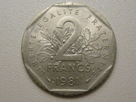 Франція Франция ^/--/^ Франция 2 франка 1981 года 37987 ^_^^^ Франція 2 франки 1981 37987 - фото фото фото